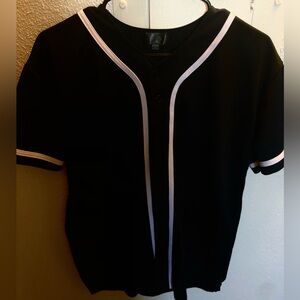 Stylish Black Top with White Details